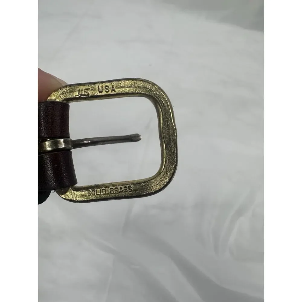Dockers Men's Brown Leather Off-White Casual Braided Belt Size 40/100 Brass USA